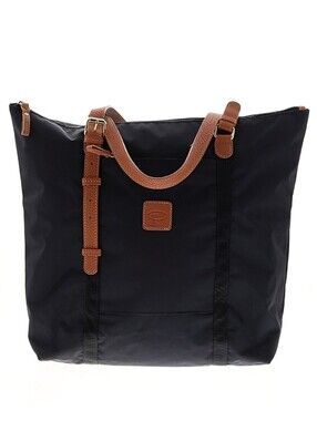 Bric's Black Tote Bag with Brown Leather Trim